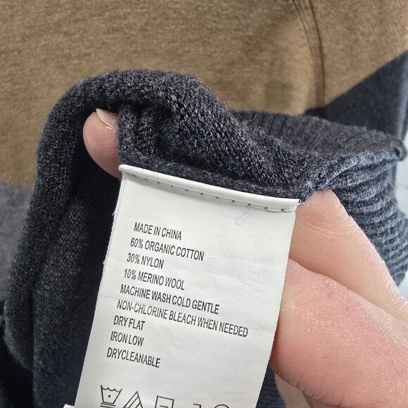 Prana Sweater Womens Medium Gray Lightweight Organic Cotton Chevron - Picture 8 of 12